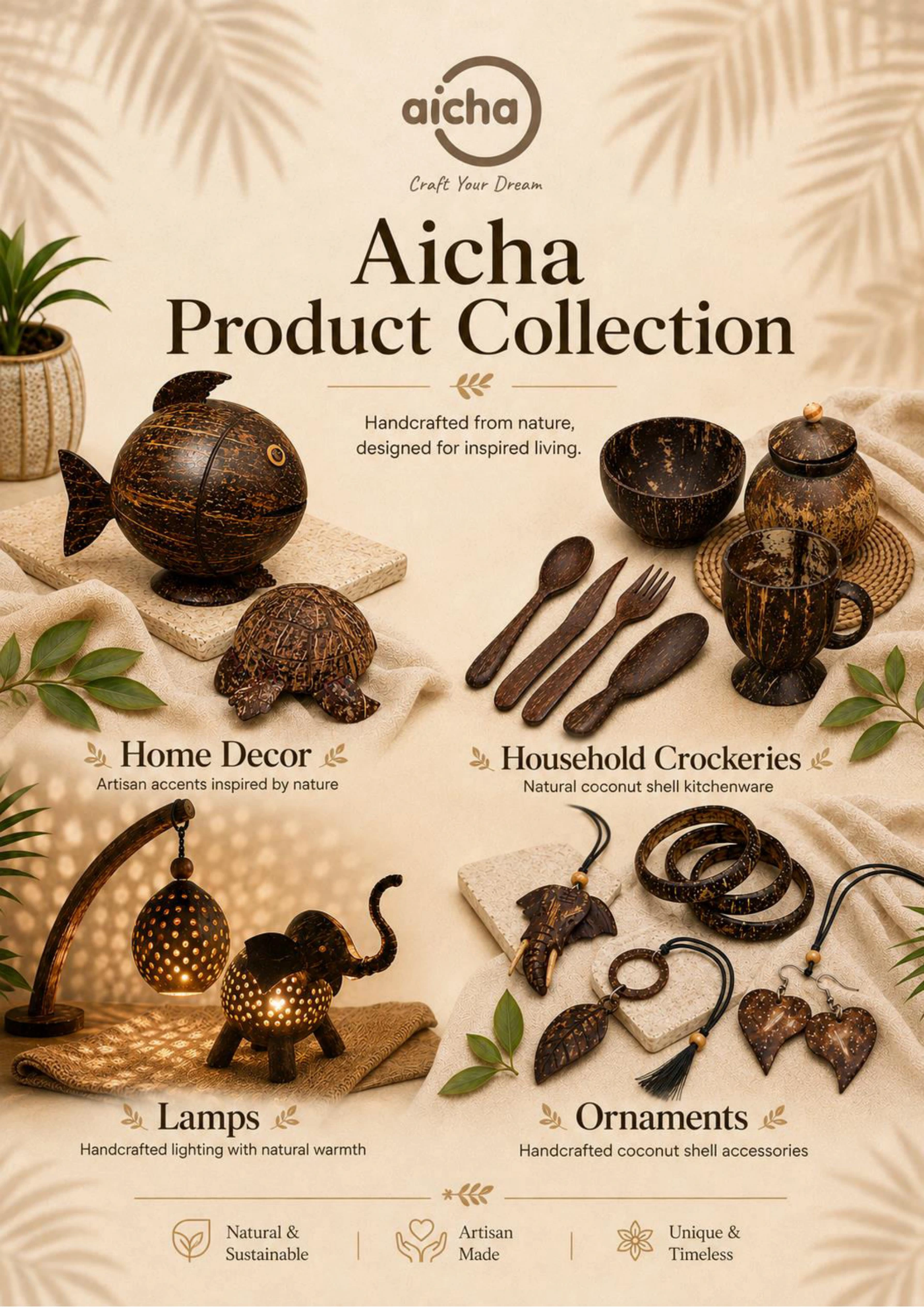 Aicha Coconut Shell Handicrafts Collection
